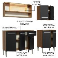 Cozinha Completa Madesa Balcão e Armário Vidro Rustic/preto - 6