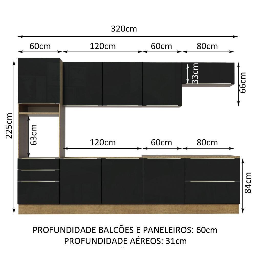 Cozinha Completa Madesa Com Armário E Balcão - Rustic/preto - 5