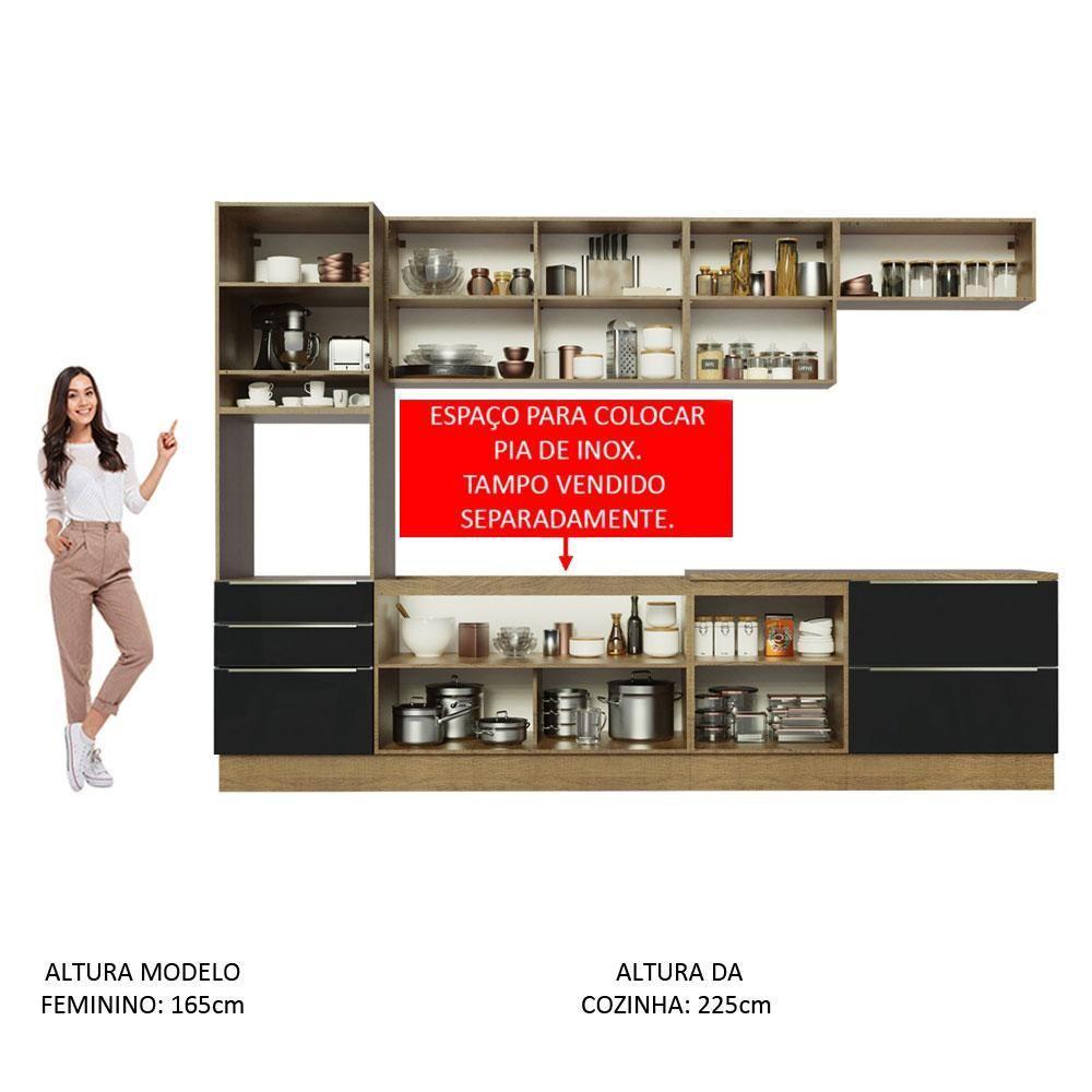 Cozinha Completa Madesa Com Armário E Balcão - Rustic/preto - 8