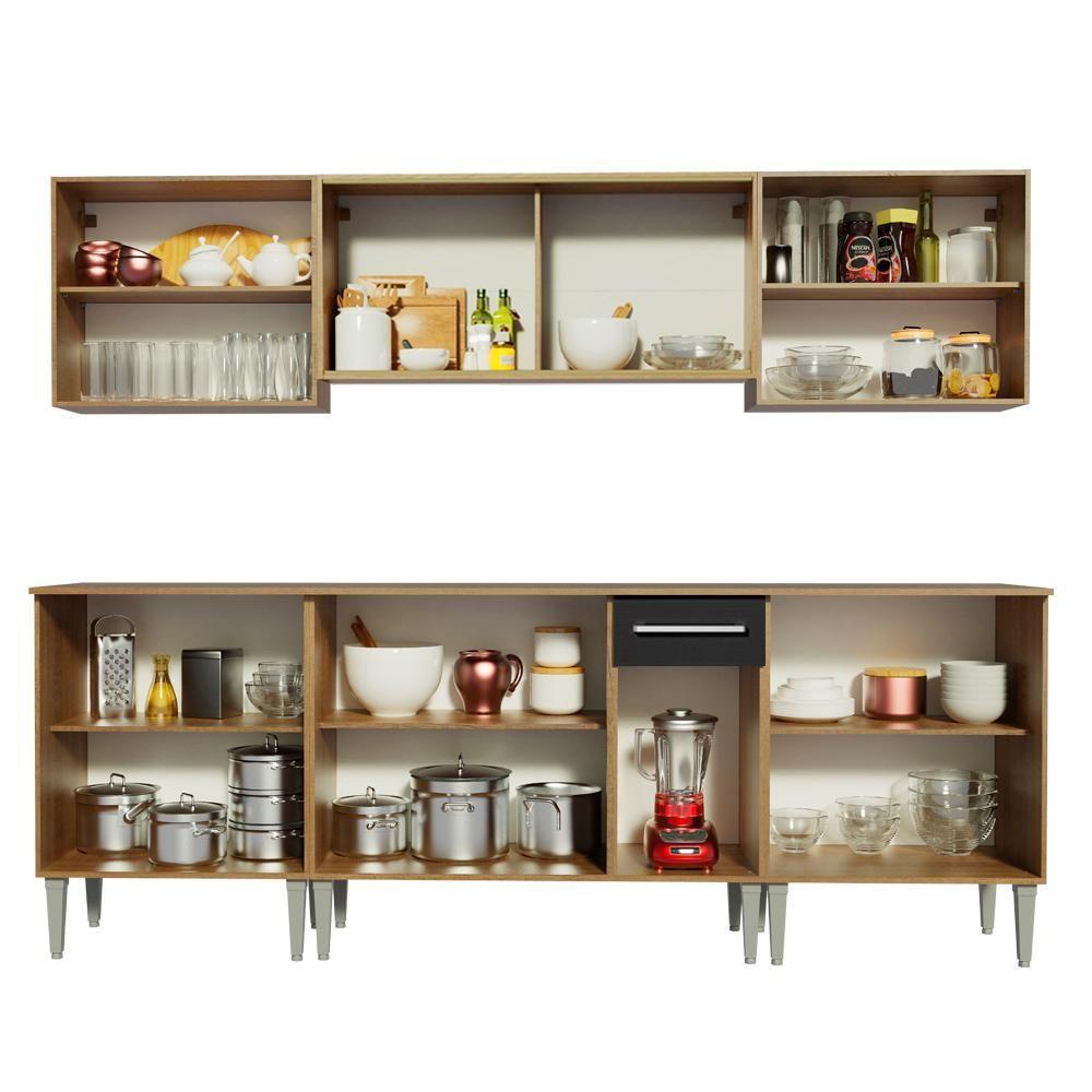 Cozinha Completa Madesa Balcão e Armário Aéreo Rustic/preto - 4