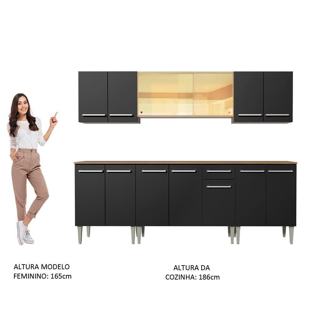 Cozinha Completa Madesa Balcão e Armário Aéreo Rustic/preto - 6