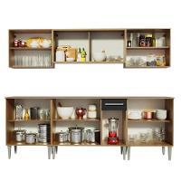 Cozinha Completa Madesa Balcão e Armário Aéreo Rustic/preto