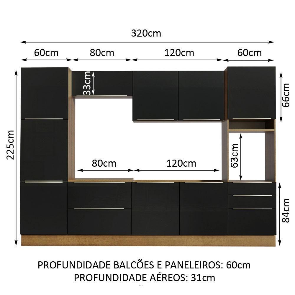 Cozinha Completa Madesa Armário e Balcão 9 Portas 5 Gavetas - 4