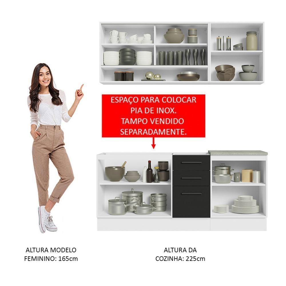 Cozinha Completa Madesa Agata 180002 Com Armário E Balcão (sem Tampo E Pia) - Branco/preto - 7