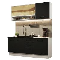 Cozinha Completa Madesa Agata 180002 Com Armário E Balcão (sem Tampo E Pia) - Branco/preto - 1