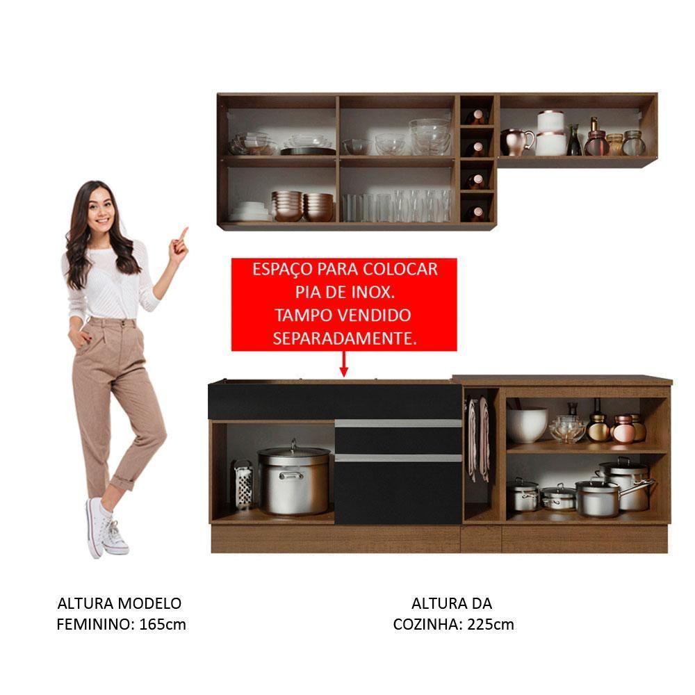 Cozinha Completa Madesa Parma Armário e Balcão Rustic Preto - 5