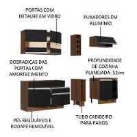 Cozinha Completa Madesa Parma Armário e Balcão Rustic Preto - 3