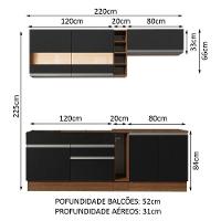 Cozinha Completa Madesa Parma Armário e Balcão Rustic Preto - 7