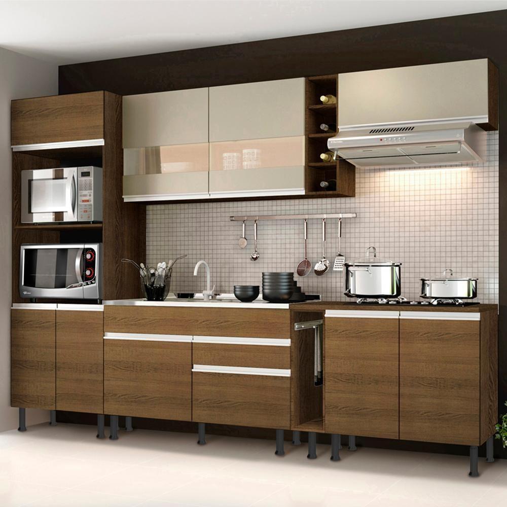 Cozinha Completa Vicenza Rustic Crema Armário Balcão Madesa - 1