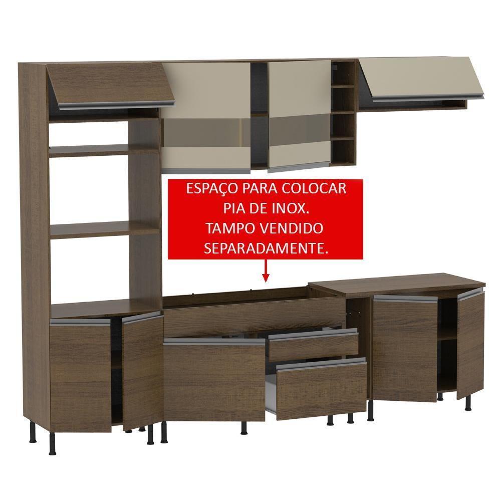 Cozinha Completa Vicenza Rustic Crema Armário Balcão Madesa - 5