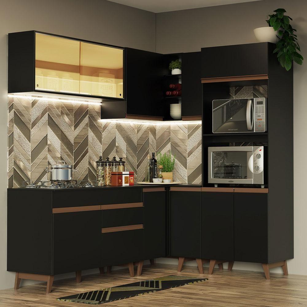 Cozinha Completa Reims com Armário e Balcão Preto - 2