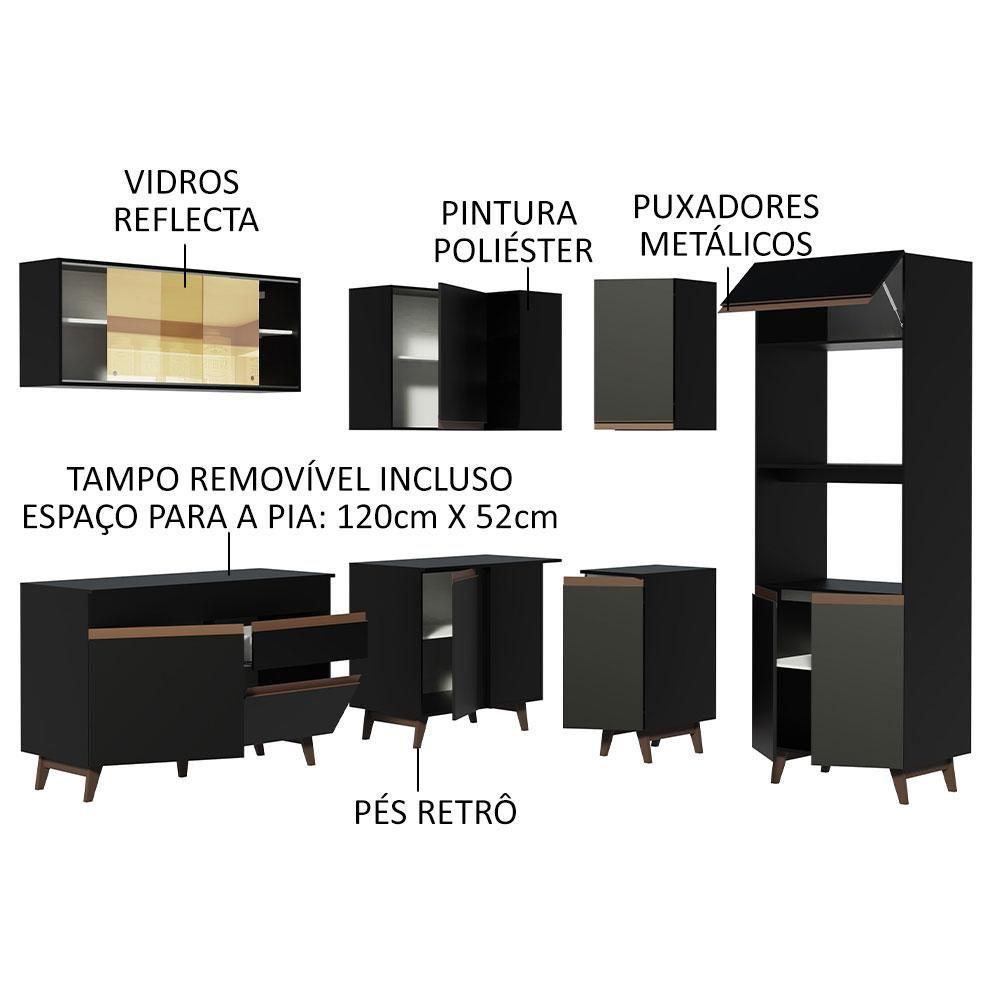 Cozinha Completa Reims com Armário e Balcão Preto - 8
