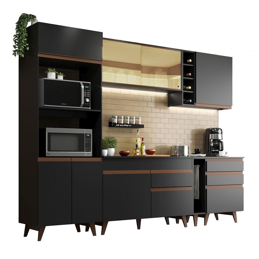 Cozinha Completa Reims com Armário e Balcão Preto - 1