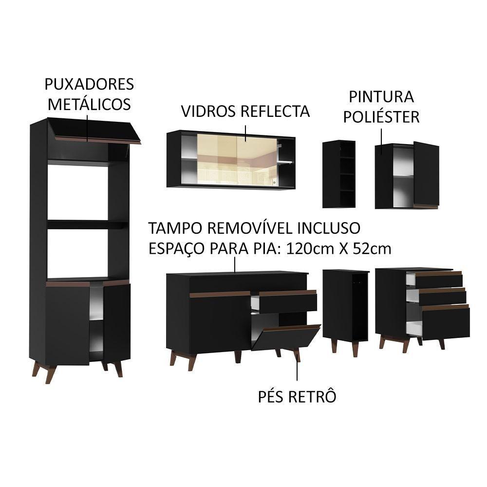 Cozinha Completa Reims com Armário e Balcão Preto - 4