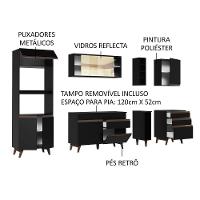 Cozinha Completa Reims com Armário e Balcão Preto