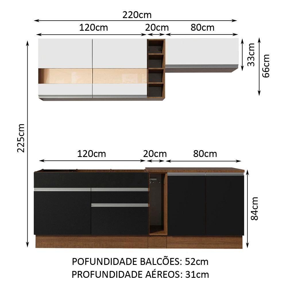 Cozinha Completa Parma com Armário e Balcão Madesa - Rustic/Preto/Branco - 11