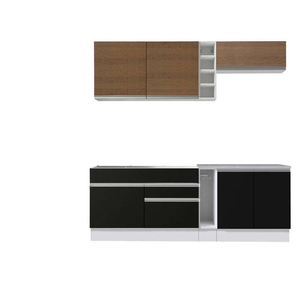 Cozinha Completa Parma com Armário e Balcão Madesa - Branco/Rustic/Preto - 2
