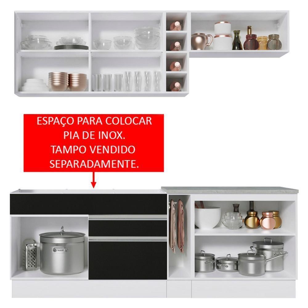 Cozinha Completa Parma com Armário e Balcão Madesa - Branco/Rustic/Preto - 7