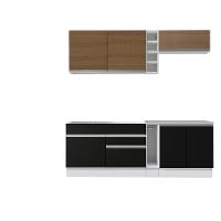 Cozinha Completa Parma com Armário e Balcão Madesa - Branco/Rustic/Preto - 2