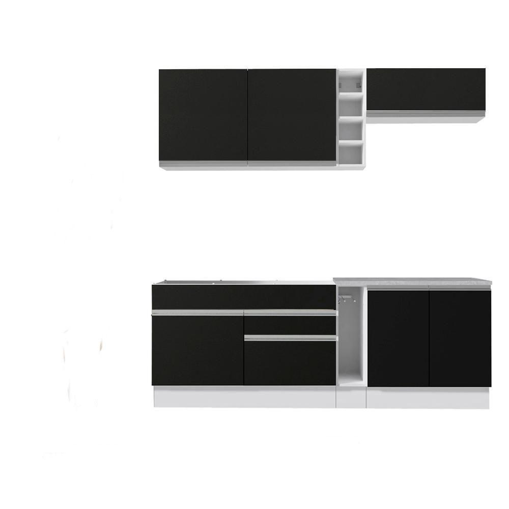 Cozinha Completa Parma com Armário e Balcão - Madesa Branco/Preto - 2