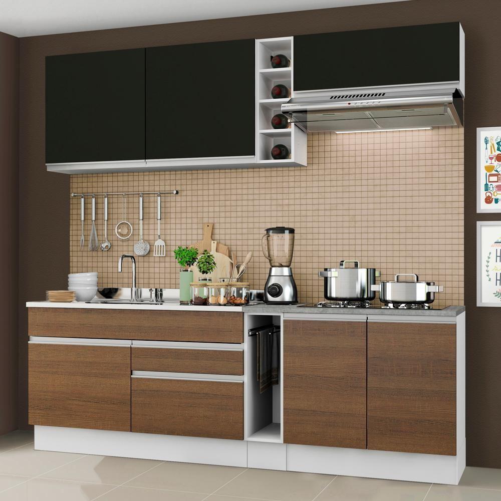 Cozinha Completa Parma com Armário e Balcão Madesa Branco/Preto - 1