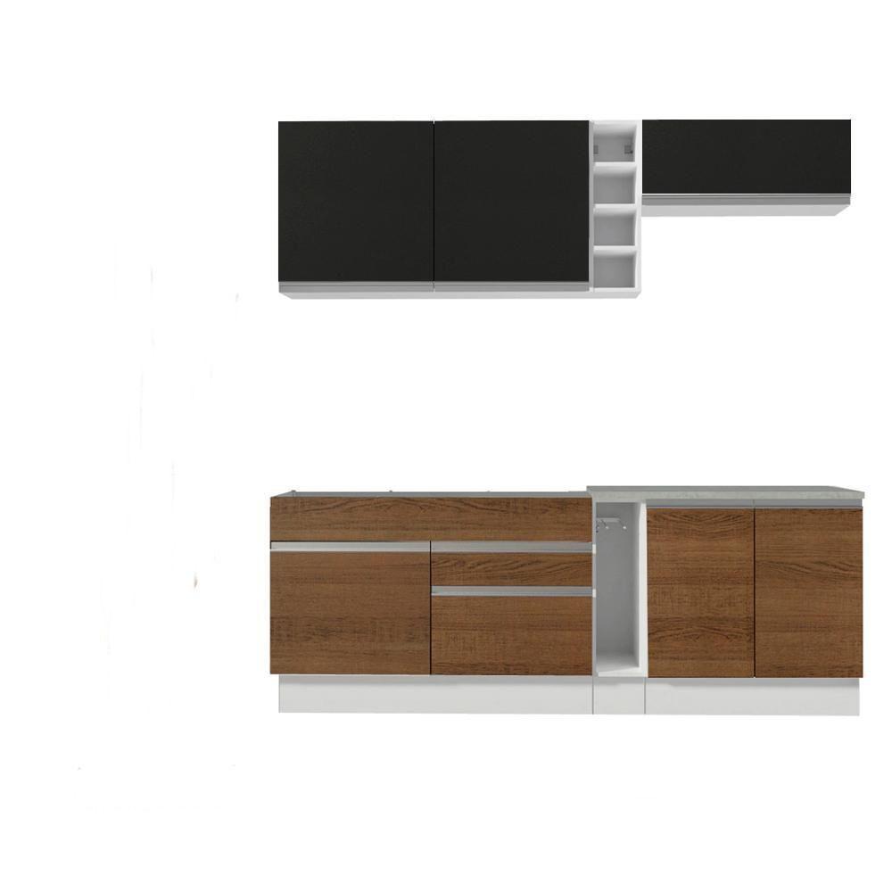 Cozinha Completa Parma com Armário e Balcão Madesa Branco/Preto - 2