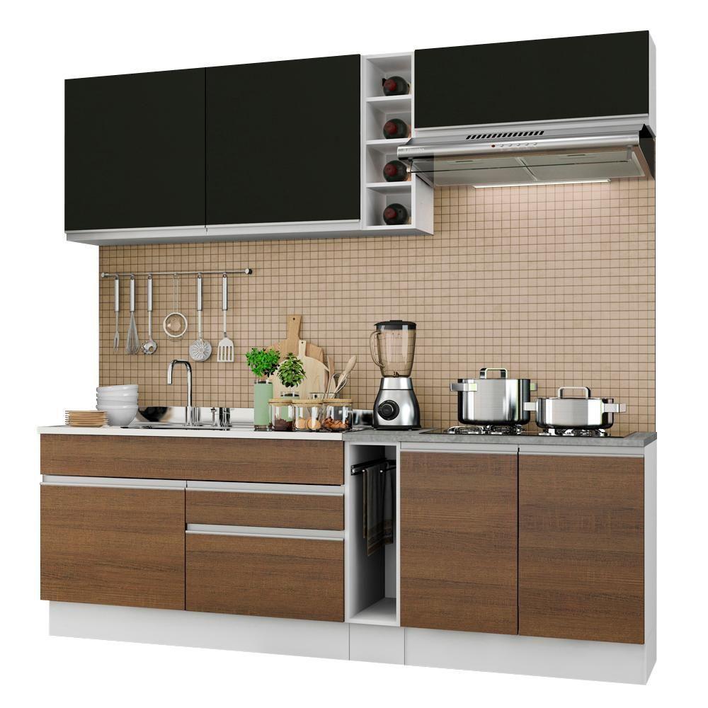 Cozinha Completa Parma com Armário e Balcão Madesa Branco/Preto - 4