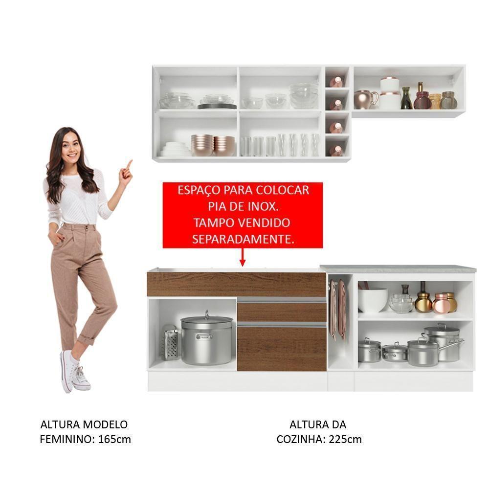 Cozinha Completa Parma com Armário e Balcão Madesa Branco/Preto - 13