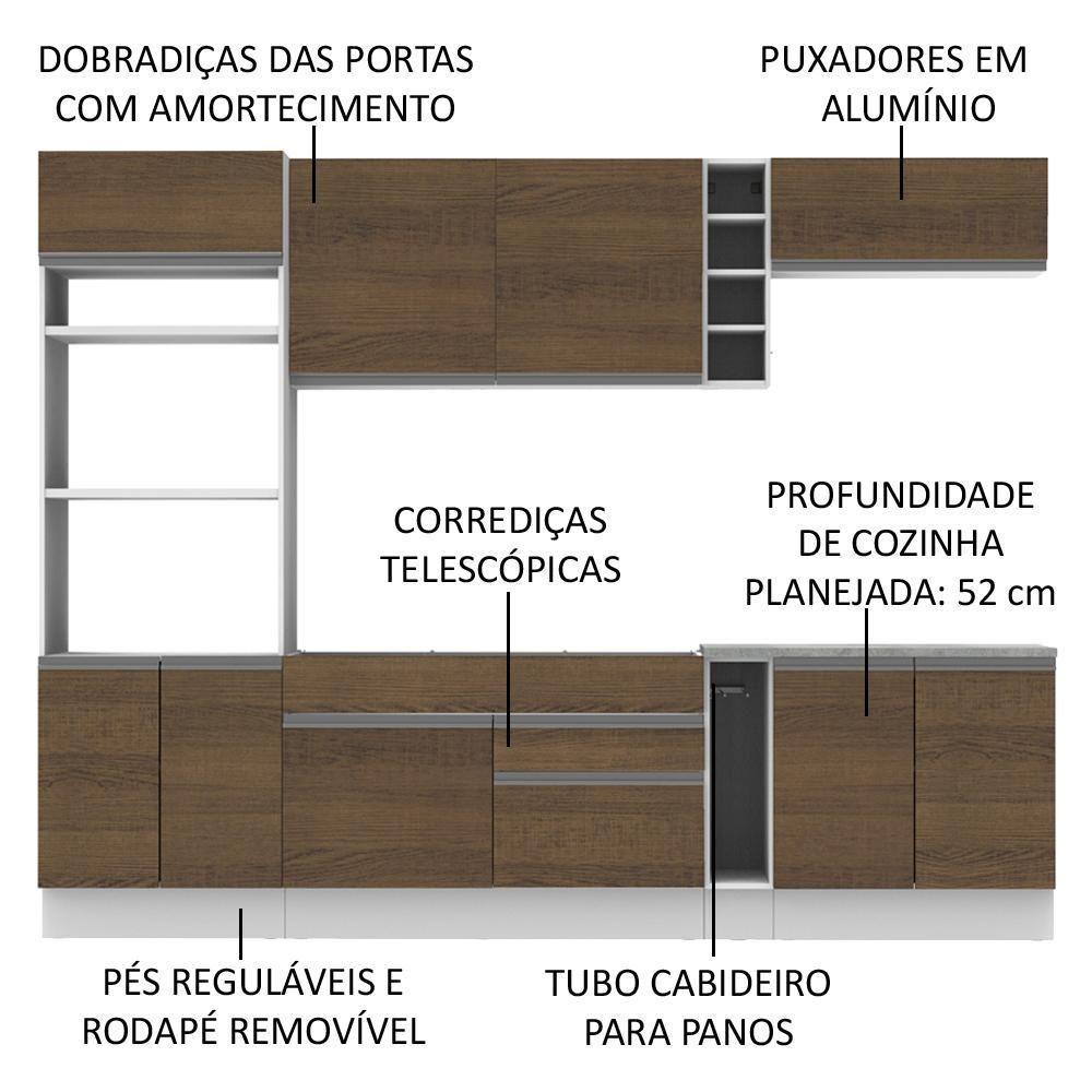 Cozinha Completa Vicenza Rustic com Armário e Balcão Madesa - 6