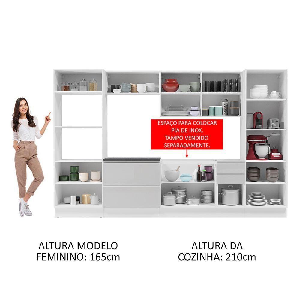 Cozinha Completa Mdf Madesa Acordes Frentes Branco Brilho - 4