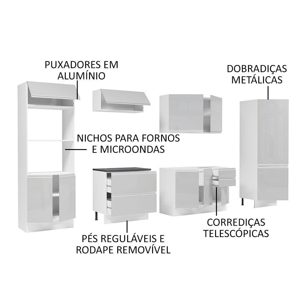 Cozinha Completa Mdf Madesa Acordes Frentes Branco Brilho - 7