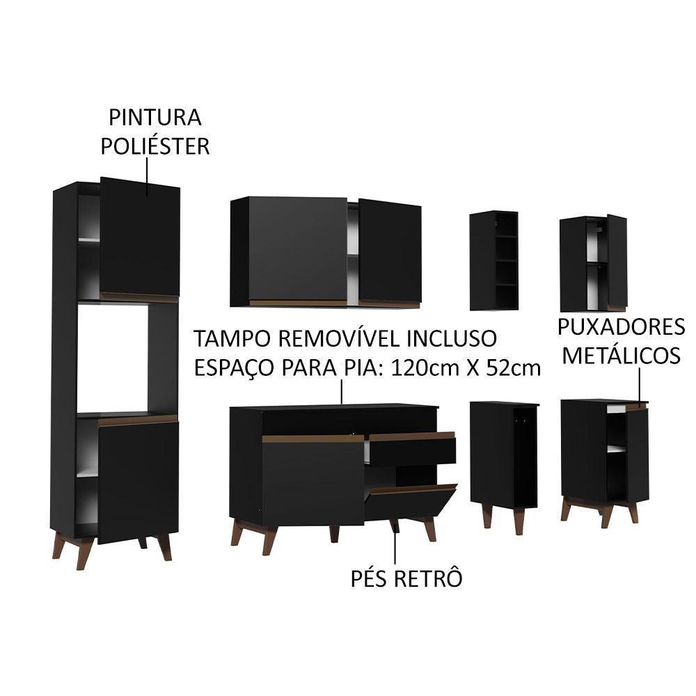 Cozinha Completa Madesa Reims com Armário e Balcão - Preto - 7