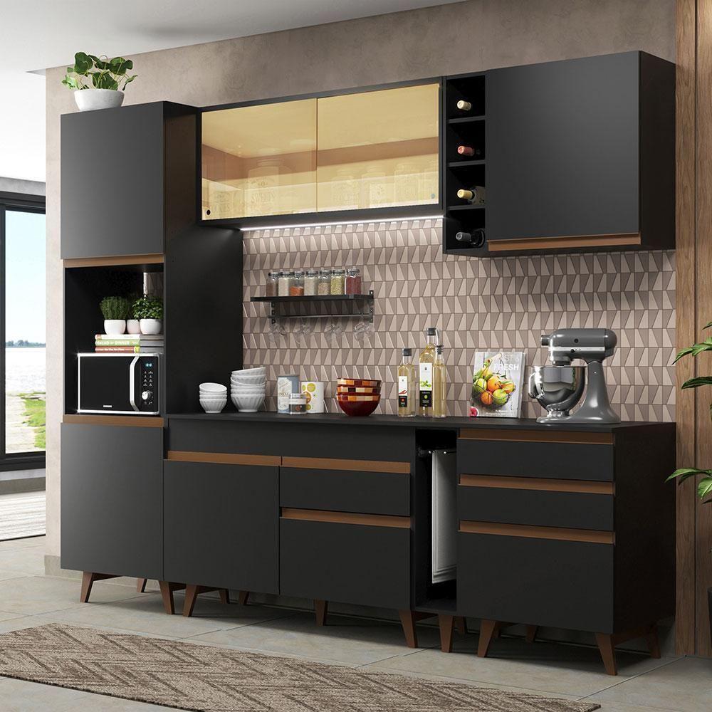 Cozinha Completa Madesa Reims com Armário e Balcão - Preto - 1