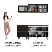 Cozinha Completa Madesa Reims com Armário e Balcão Preto - 3