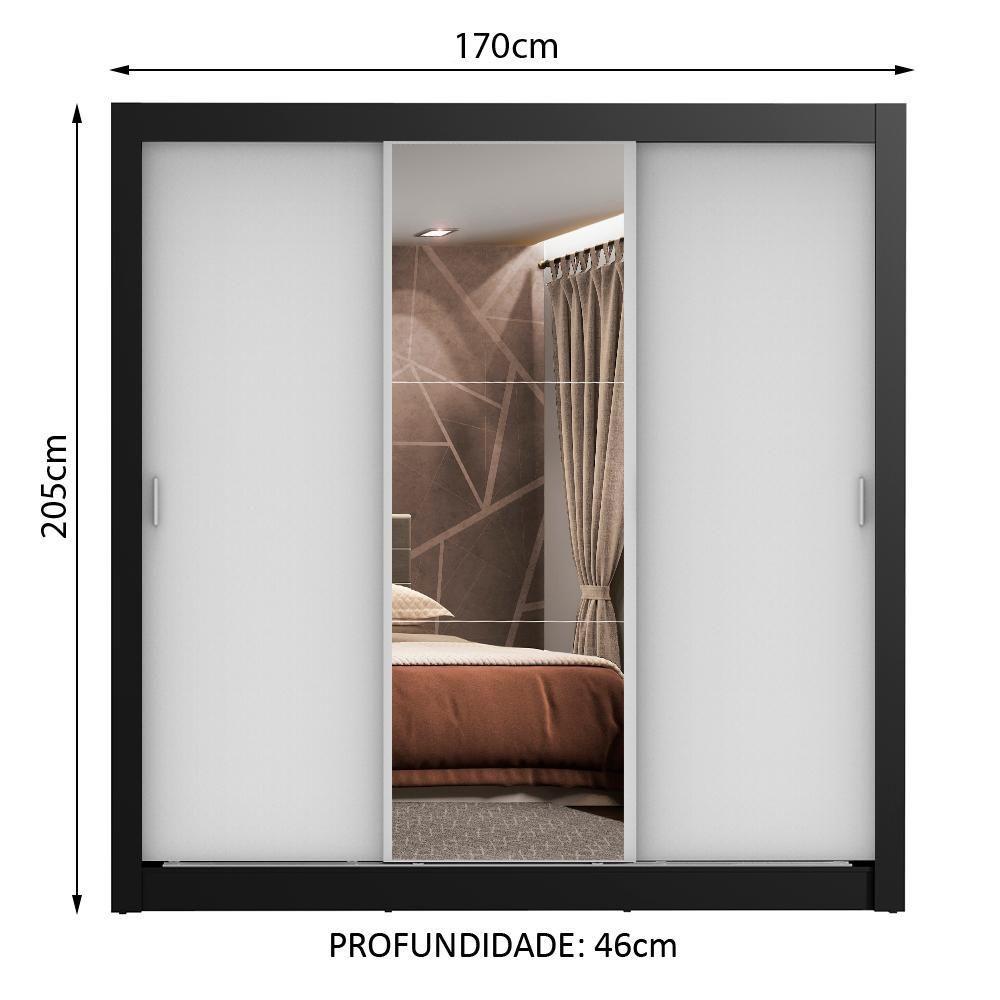 Guarda Roupa 3 Portas de Correr com Espelho 4 Gavetas Madesa - 2