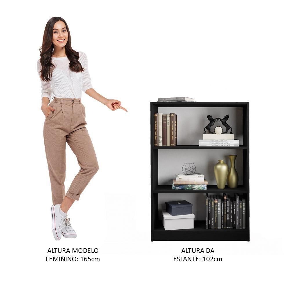 Estante Para Livros Home Sala Madesa 6907 Com 3 Nichos Preto - 5