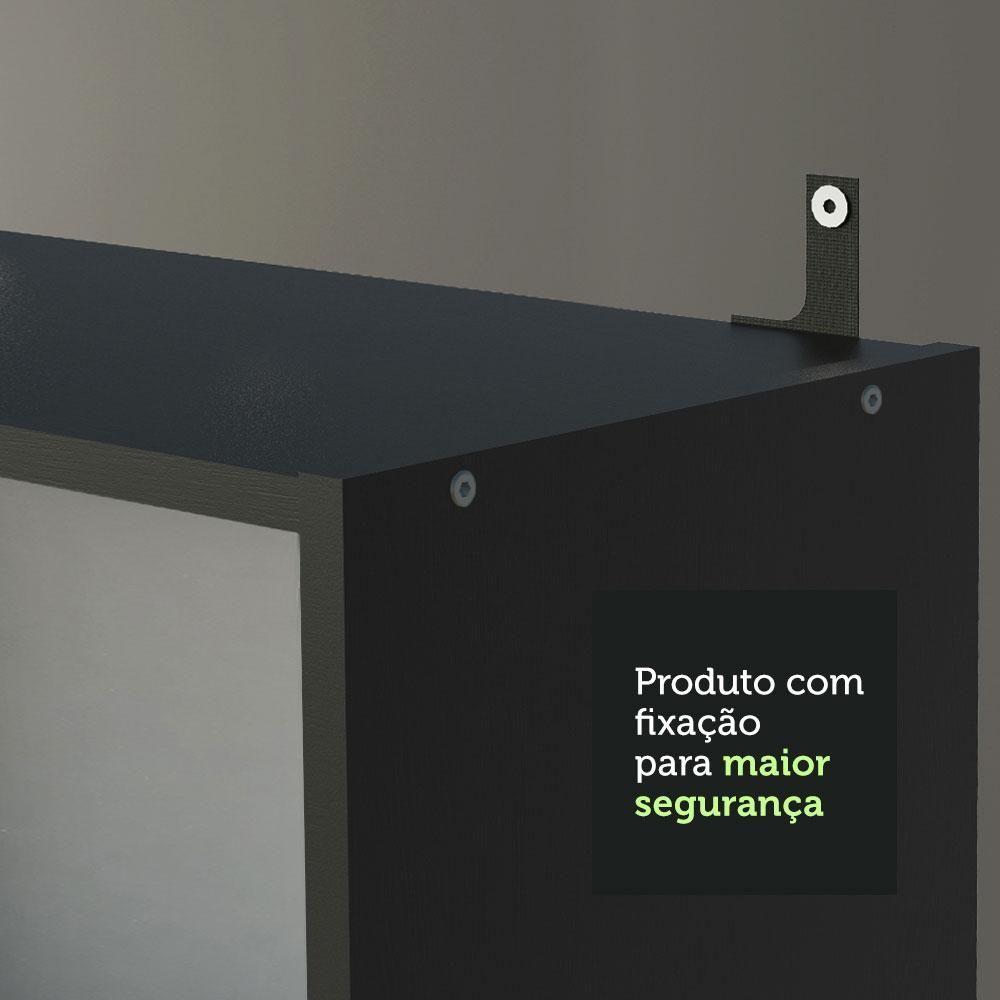Estante Para Livros Home Sala Madesa 6907 Com 3 Nichos Preto - 8