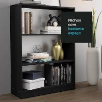 Estante Para Livros Home Sala Madesa 6907 Com 3 Nichos Preto