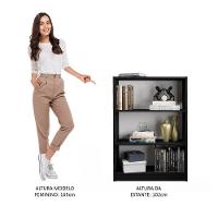 Estante Para Livros Home Sala Madesa 6907 Com 3 Nichos Preto - 5