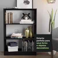 Estante Para Livros Home Sala Madesa 6907 Com 3 Nichos Preto - 6