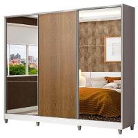Guarda Roupa Casal 100% Mdf Madesa Zurique 3 Portas De Correr Com Espelhos Com Pés - Branco/rustic - 5