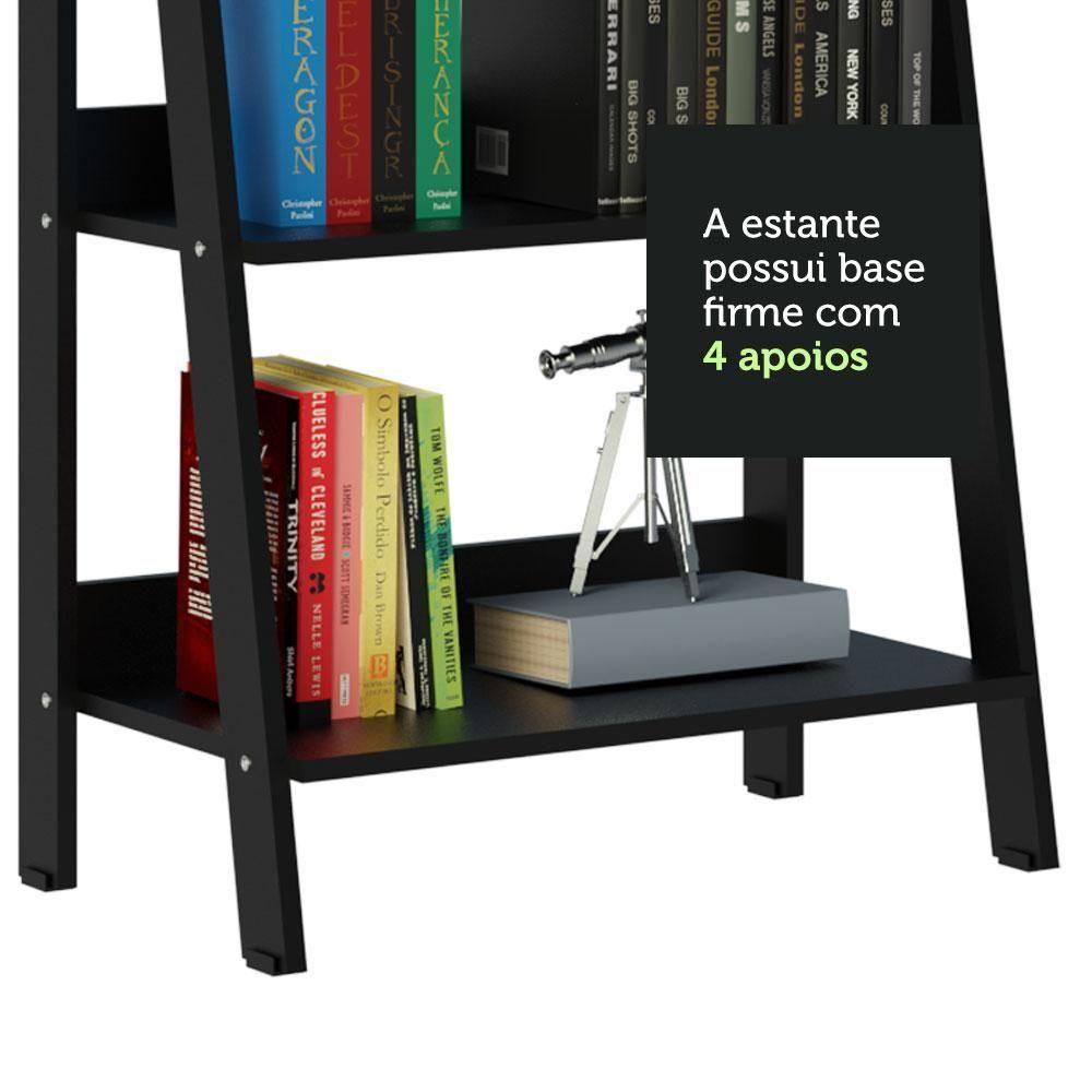 Estante Escada para Livros com 4 Prateleiras Preto - 6