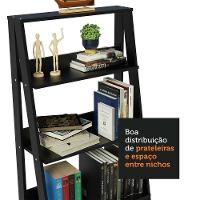 Estante Escada para Livros com 4 Prateleiras Preto