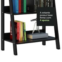 Estante Escada para Livros com 4 Prateleiras Preto - 6