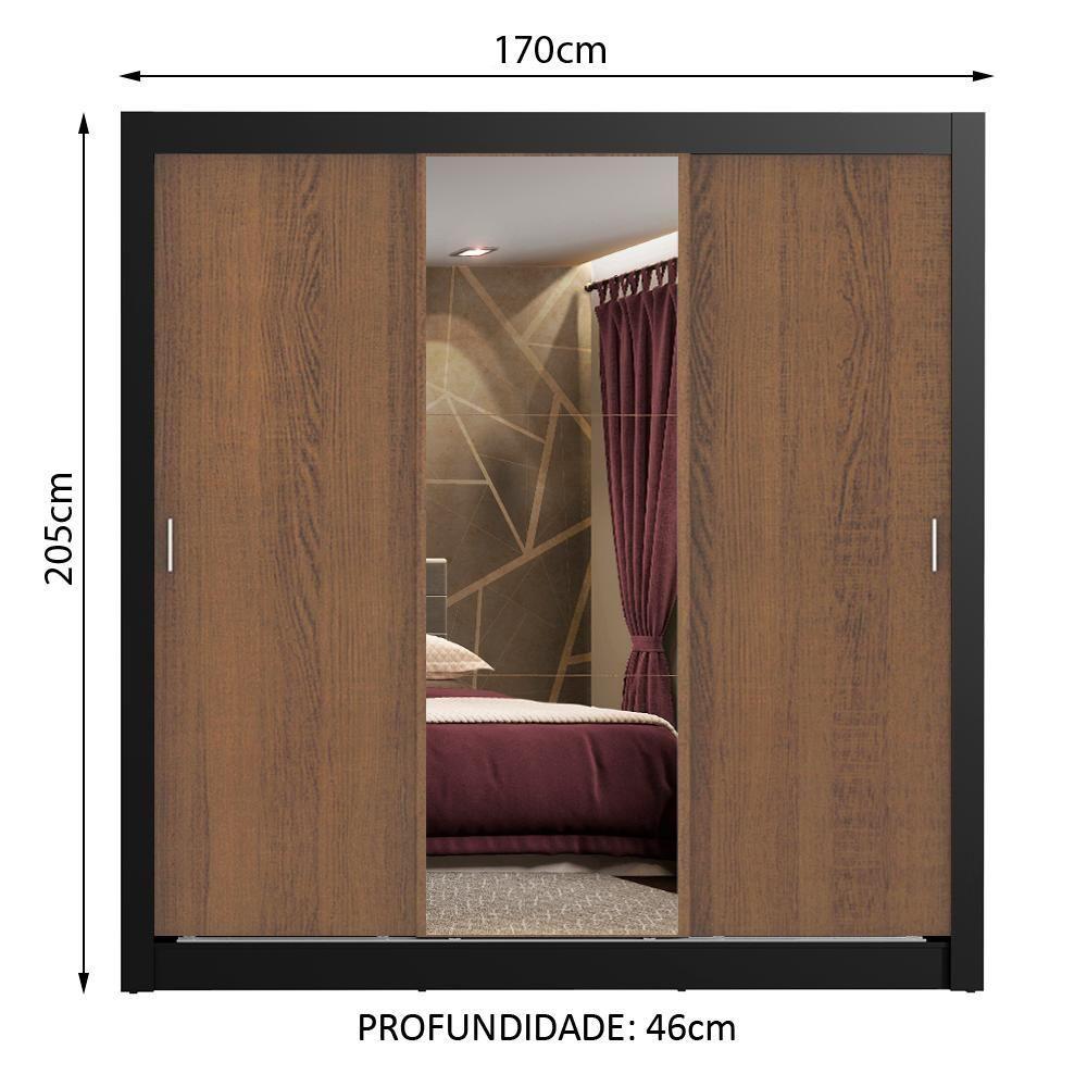 Guarda Roupa 3 Portas de Correr com Espelho 4 Gavetas Madesa - 2