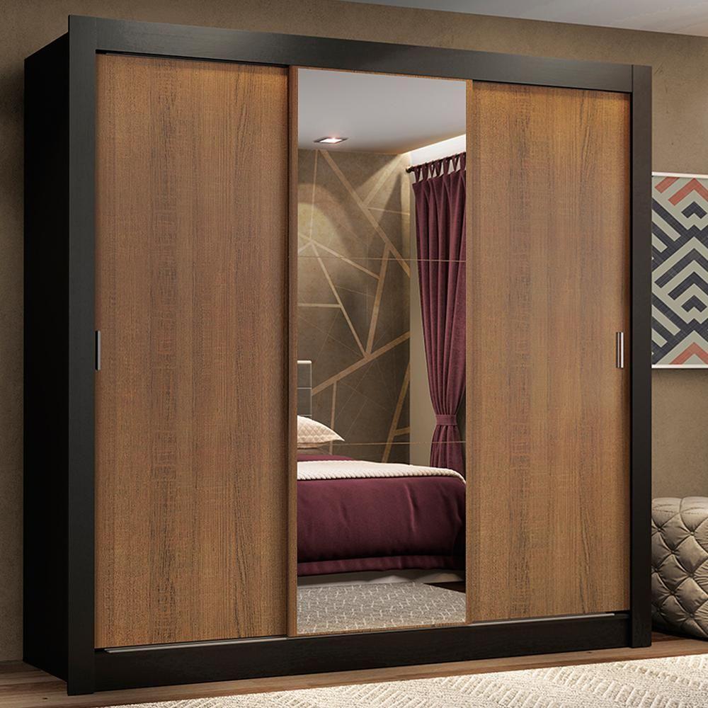 Guarda Roupa 3 Portas de Correr com Espelho 4 Gavetas Madesa - 3