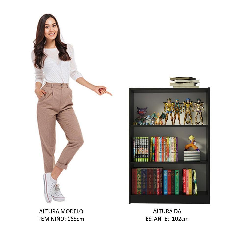 Estante Livreiro 6907 com 3 Nichos Preto - 2
