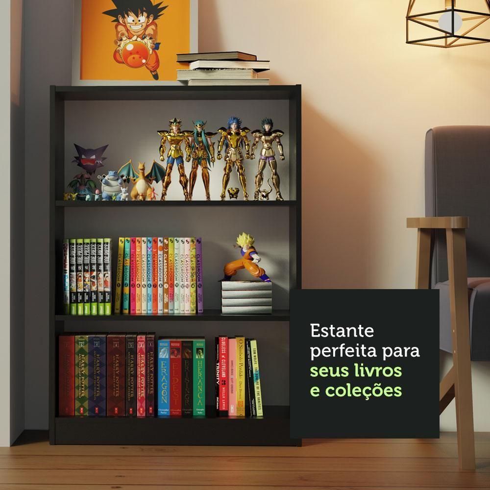 Estante Livreiro 6907 com 3 Nichos Preto - 4