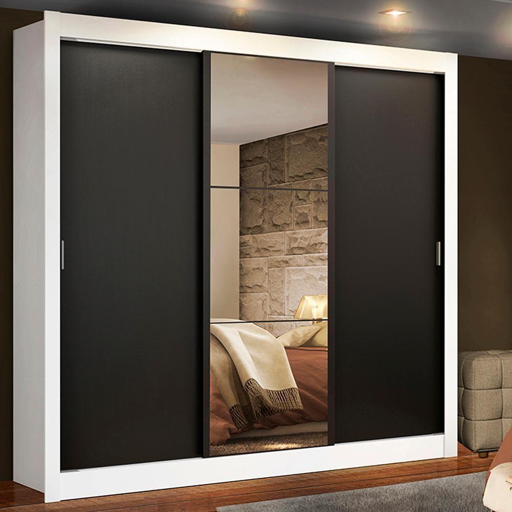 Guarda Roupa 3 Portas De Correr Com Espelho 2 Gavetas Madesa - 1