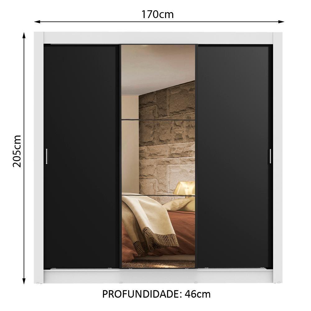 Guarda Roupa 3 Portas De Correr Com Espelho 2 Gavetas Madesa - 5